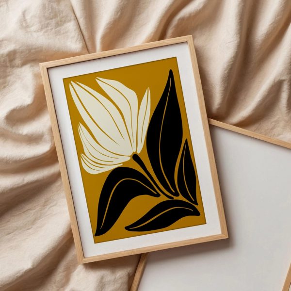 White Flower on Mustard Yellow - Image 3