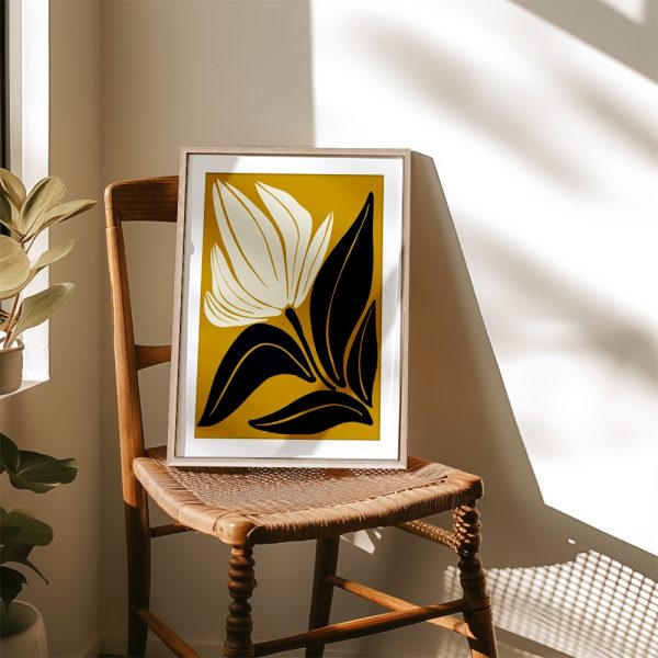 White Flower on Mustard Yellow - Image 4
