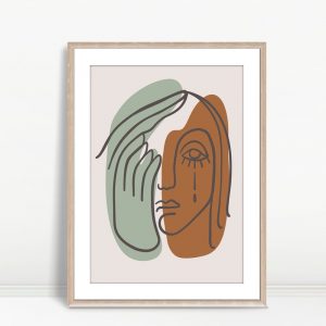 Boho Face and Hand Line Art