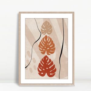 Tropical Monstera Leaves Boho Pattern