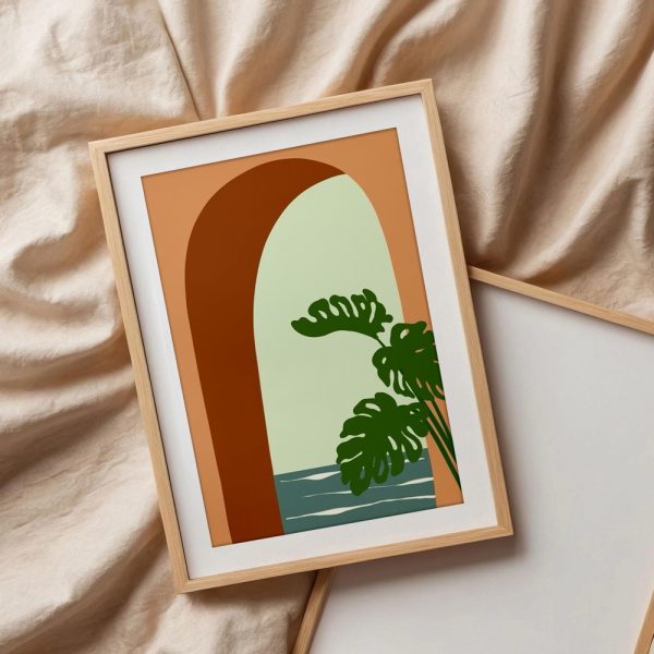 Monstera Plant by Arched Window - Image 3