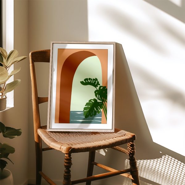 Monstera Plant by Arched Window - Image 4