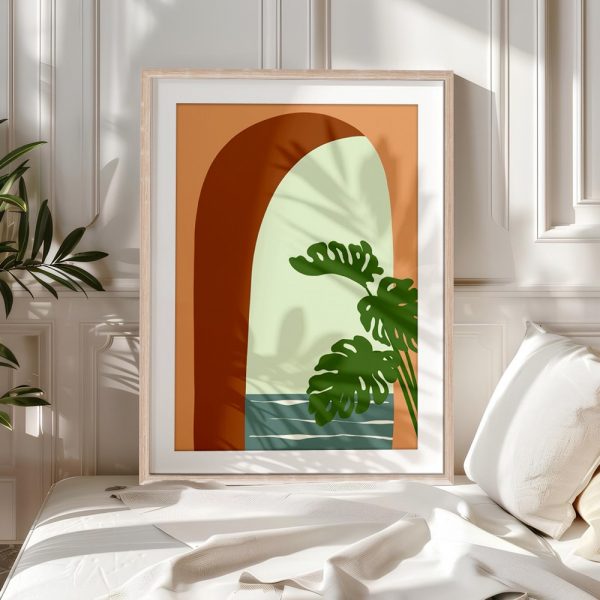 Monstera Plant by Arched Window - Image 5