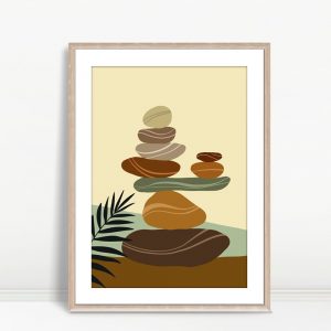 Earthy Stacked Stones Zen Art