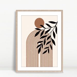Modern Arched Rainbow with Leaf