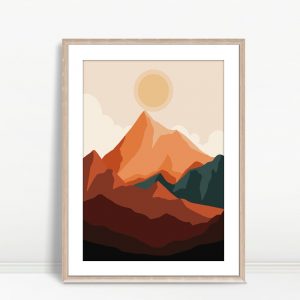 Bold Red Mountains with Sun
