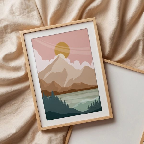 Sunlit Peaks Over Forest Lake - Image 3