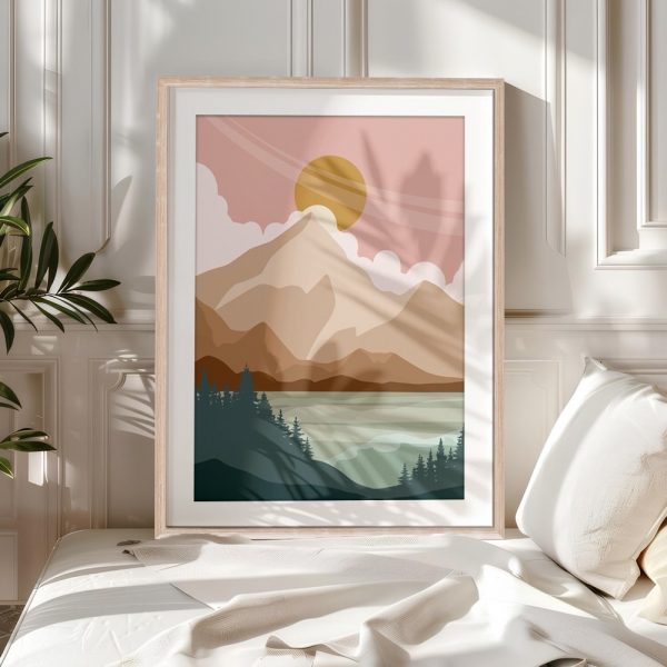 Sunlit Peaks Over Forest Lake - Image 5