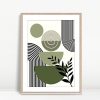 Earthy Stacked Shapes With Leaves