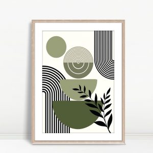 Earthy Stacked Shapes With Leaves