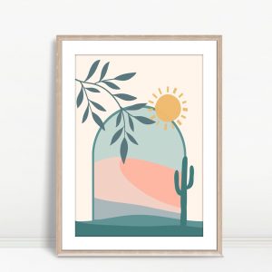Boho Cat with Plant Sunshine Scene