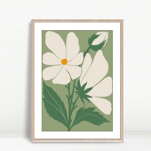 Olive Flower with Black Leaf Boho