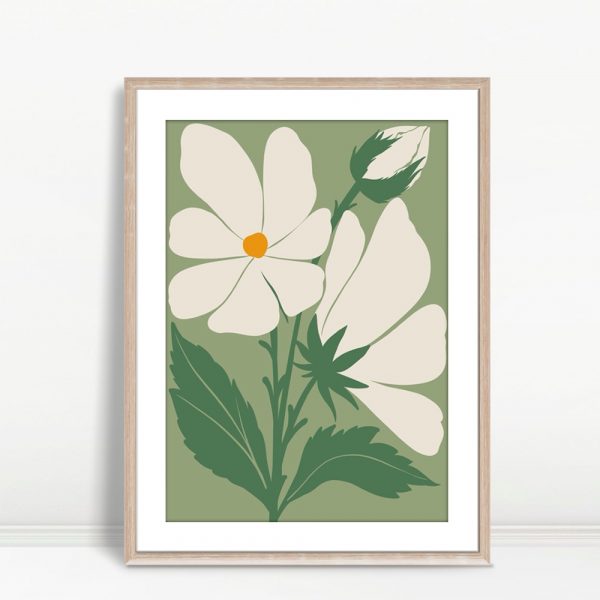 Olive Flower with Black Leaf Boho