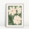 Soft Ivory Blossoms Green Background