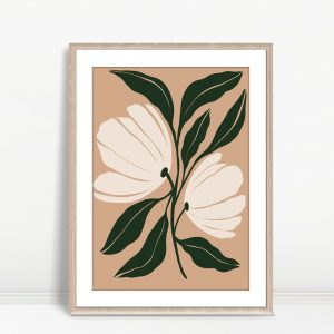Minimalist Ivory Florals Tan Background