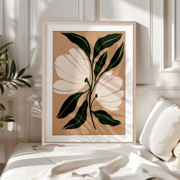 Minimalist Ivory Florals Tan Background - Image 5