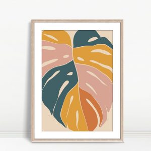 Multicolor Modern Monstera Boho Art