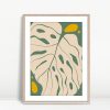 Creamy Monstera Leaf with Gold Accents
