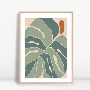 Cool Toned Boho Monstera Leaf