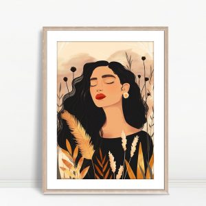 Boho Woman in Autumn Grass