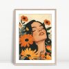 Woman Surrounded by Orange Wildflowers
