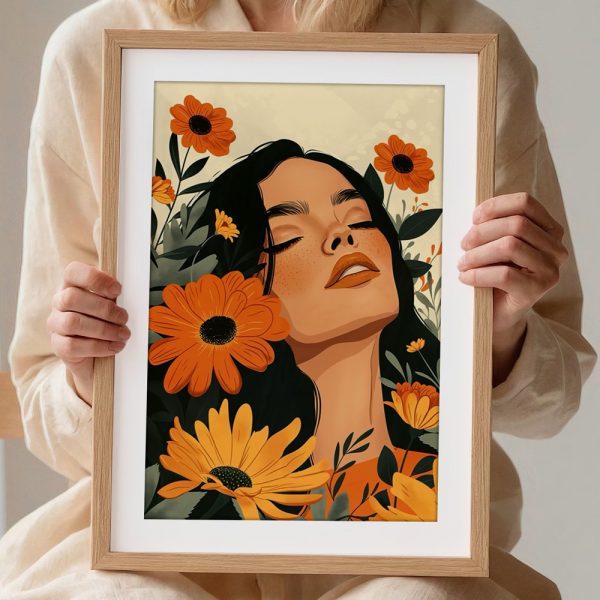 Woman Surrounded by Orange Wildflowers - Image 2