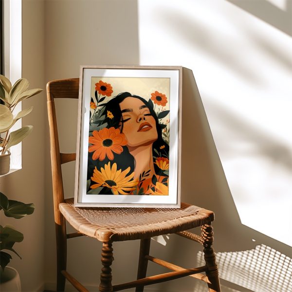Woman Surrounded by Orange Wildflowers - Image 4
