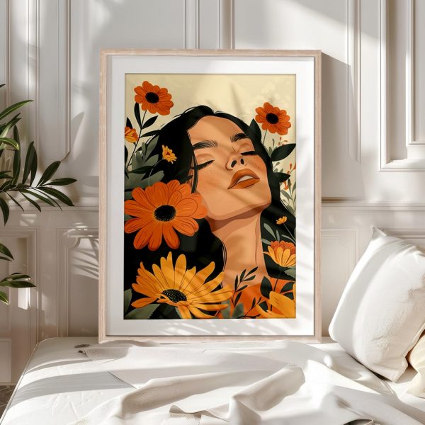 Woman Surrounded by Orange Wildflowers - Image 5
