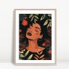 Bold Woman with Tropical Red Foliage