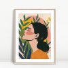 Woman with Greenery and Colorful Halo