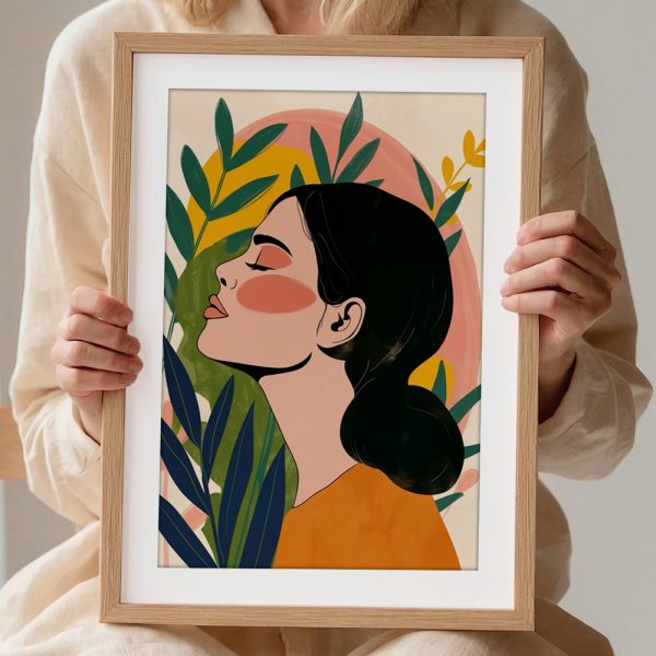 Woman with Greenery and Colorful Halo - Image 2