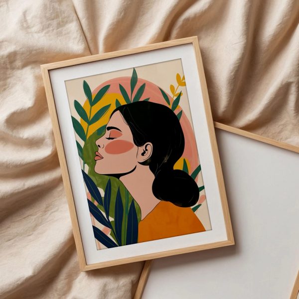 Woman with Greenery and Colorful Halo - Image 3