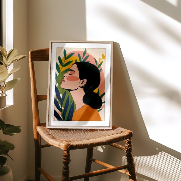 Woman with Greenery and Colorful Halo - Image 4