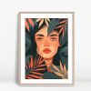Tropical Boho Leaves with Orange Accents