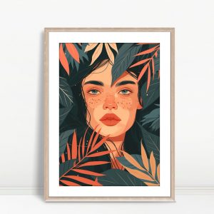 Tropical Boho Leaves with Orange Accents