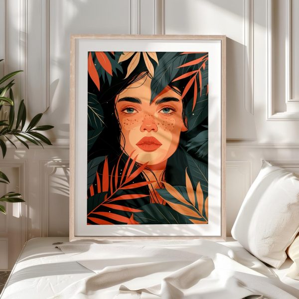Tropical Boho Leaves with Orange Accents - Image 5