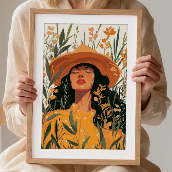 Woman in Yellow Hat Among Wildflowers - Image 2