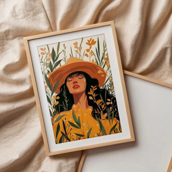 Woman in Yellow Hat Among Wildflowers - Image 3