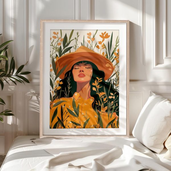 Woman in Yellow Hat Among Wildflowers - Image 5