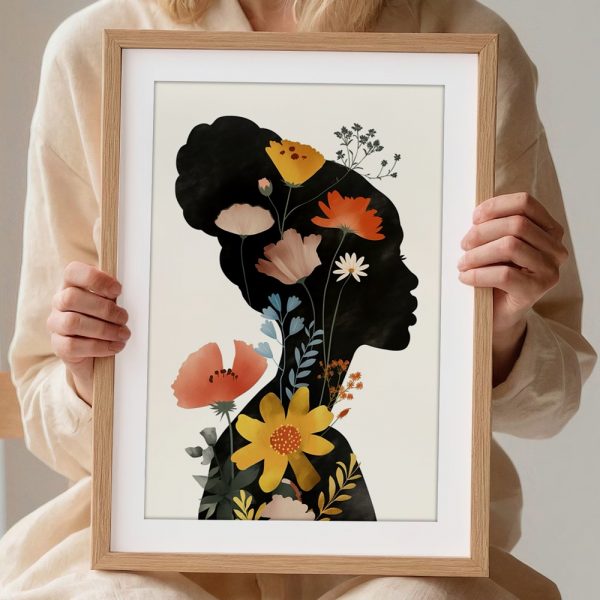 Silhouette Woman with Blossoming Florals - Image 2