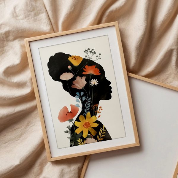 Silhouette Woman with Blossoming Florals - Image 3