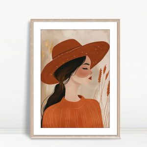 Rust Hat Autumn Wheat Boho Woman