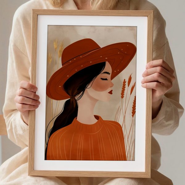 Rust Hat Autumn Wheat Boho Woman - Image 2