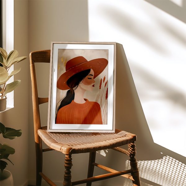 Rust Hat Autumn Wheat Boho Woman - Image 4