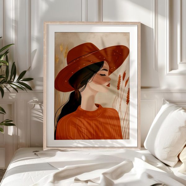 Rust Hat Autumn Wheat Boho Woman - Image 5