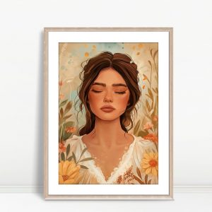 Whimsical Boho Woman in Wildflower Meadow