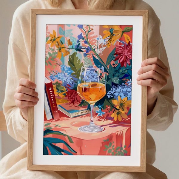 Garden Wine Glass Still Life Art - Image 2