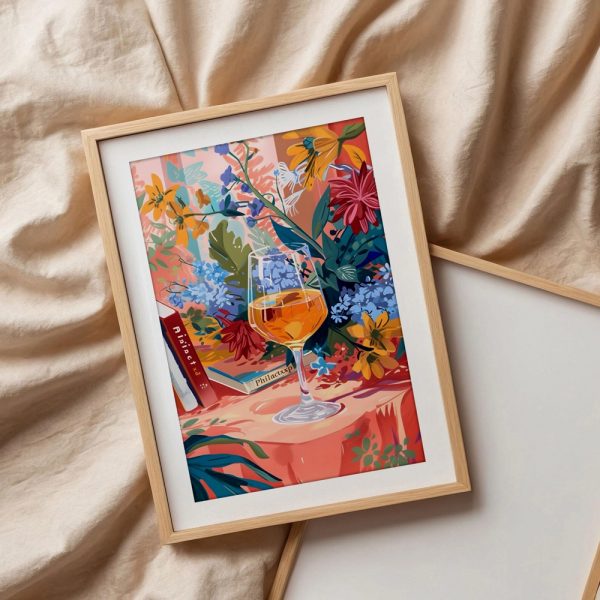 Garden Wine Glass Still Life Art - Image 3