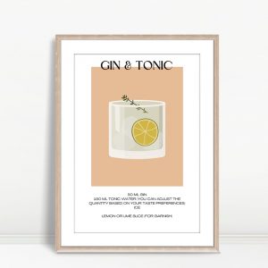 Gin Tonic Minimalist Cocktail Recipe Print