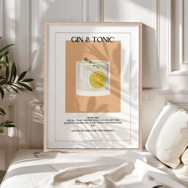 Gin Tonic Minimalist Cocktail Recipe Print - Image 5